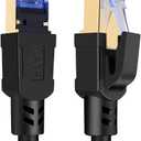 Cat8 Ethernet Cable, High Speed Cat 8 Network Ethernet Patch Internet Cable with Gold Plated RJ45 Connector, Compatible with Cat7 Cat6, Gigabit S/FTP LAN Wire