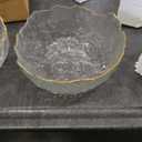 Navaris Glass Serving Bowls - Set of 3 Gold Edge Tempered Glass Dessert Bowl Dishes for Ice Cream, Jelly, Fruit, Hot, Cold Food- Small, Medium, Large