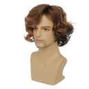 Mens Brown Curly Wig Short Fluffy Natural Side Part Synthetic Hair for Male Costume Daily Party Cosplay Halloween Use(Blonde Brown)