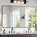 Bathroom Mirror 48" x 30", Large Rectangle Wall Mirror, Black Metal Frame Wall Mounted Mirrors for Bathroom, Vanity, Bedroom, Entryway Decor(Horizontal/Vertical)