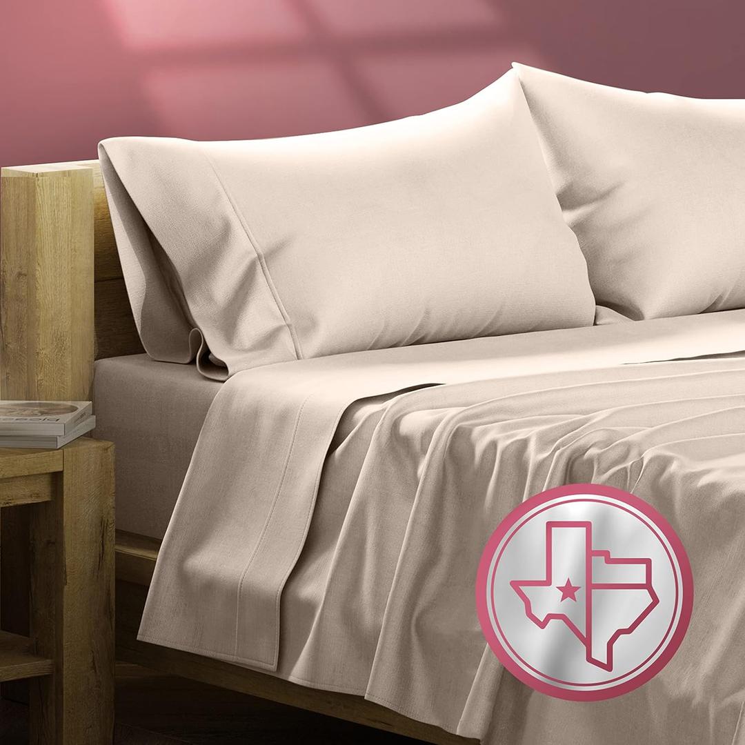 TEXAS LINEN CO. Egyptian Cotton King Bed Sheets - 800 Thread Count 4 PC Taupe King Sheet Set, Sateen Weave Luxury Hotel Sheets, Soft, Cooling Bedsheet, 16" Deep Pocket (Fits Upto 18" Mattress)