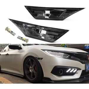Front LED Side Marker Lights for Honda Civic 10th Gen 2016-2021 Coupe Hatchback With 2Pcs T10 Light Bulbs OEM#HO2551127N