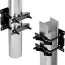 4 Pack Pole Mounting Kit, Mast Mount Brackets for Antenna, Flagpole Post Tube Clamp Holder, Street Sign Mounting Hardware for Light Poles (4 pcs)