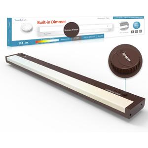 Leetdud Under Cabinet Lighting Plug in or Hardwired Built-in Dimmer, 24 Inch 12W, 5CCT 2700/3000/3500/4000/5000K, Linkable Counter Lights for Kitchen, ETL Dimmable LED Light Fixture, Bronze
