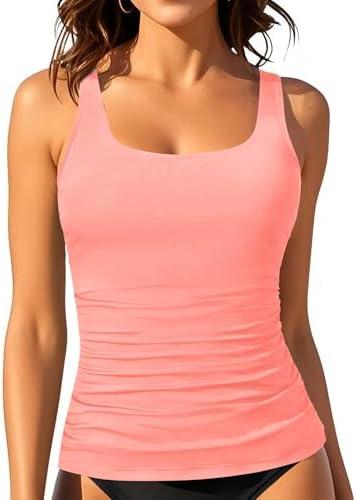 Aqua Eve Tankini Tops for Women Swimwear Top Only Tummy Control Bathing Suit Top No Bottom (in Plus)