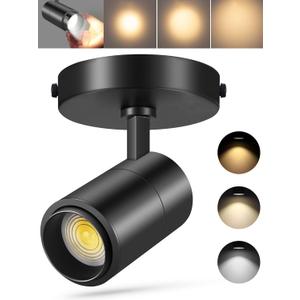 VANoopee 3-Color Zoomable LED Ceiling Spotlight Flush Mount Adjustable Spotlight Directional Dimmable Spot Lights Indoor Bright Accent Fixture for Living Room Bedroom - CRI90 15-55 20W 2000lm Black