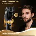 Men's Beard Trimmer-All-in-One Mustache Trimmer for Men with 20 Length Adjustable, Stainless Steel T-Blade for Precision Facial Hair Trimming Cordless IPX7 Waterproof Wet/Dry Clipper,LED Display