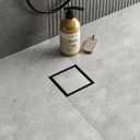 Neodrain 4-Inch Square Shower Drain with Removable Tile Insert Grate,Matte Black 304 Stainless Steel,CUPC Certified, Includes Hair Strainer