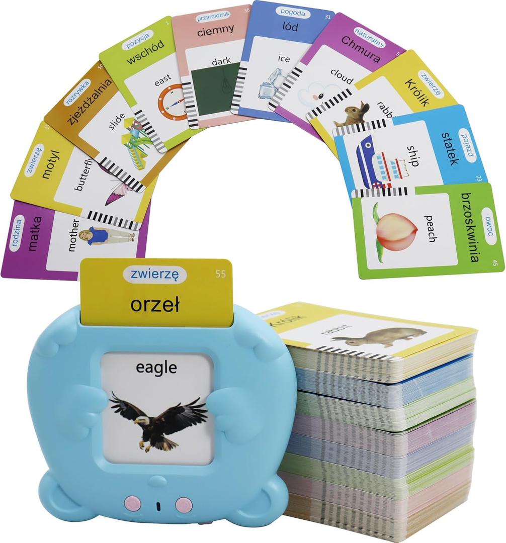 MAYAPHILOS 510 Sight Words Polish and English Talking Flash Cards Fun Polish Language Learning Toys for Kids, Learn Polish for Toddlers Sensory Preschool Educational Birthday Gifts