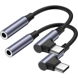 Vanjua USB C to 3.5mm Headphone Jack Adapter, Type-C to 3.5mm Aux Audio Dongle Cable Cord Compatible with iPhone 17/17 Pro Max/16/16e/15, Samsung Galaxy S25/S24/S23, Google Pixel 10/9/8 (Black+Black)