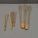 Zopeal 6 Pcs Bamboo Utensils for Cooking Wooden Toaster Tongs Long Cooking Salad Tongs for Picking up Cheese Bacon Toast Cake Fruits Bread Spaghetti for Kitchen Women Men