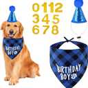 Dog Birthday Party Supplies, Dog Birthday Boy Bandana Hat with Numbers for Small, Medium, Large Dogs Pets (Blue)