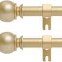 Gold Curtain Rods for Windows 28 to 60 Inch - 2 Pack 5/8” Black Metal Heavy Duty - Decorative Window Small Curtains Rod with Brackets for Kitchen, Bathroom, Sliding Cafe Drapery Rods Door