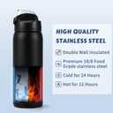 MEBRUDY 32 oz Insulated Water bottle with Straw, Stainless Steel Water bottles With Leak Proof Locking, Keep Cold 24 hours and BPA-Free for Sports, Travel, Gym and School, Black