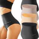 FINETOO Tummy Control Underwear for Women High Waisted Nylon Brief No Show Womens Bikini Seamless Panties 4pack (Medium)