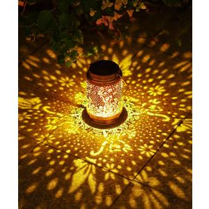 Qeeman Solar Metal Lanterns for Garden Decor: LED Lights Outdoor Decorations for Yard Patio Lawn Tabletop Pathway Landscape - Gifts for Mom Grandma