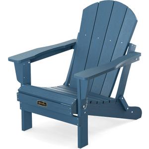 SERWALL Folding Adirondack Chairs Weather Resistant for Outdoor, Patio, Lawn, Garden, Backyard Deck, Fire Pit - Blue (1 PACK)
