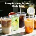 50 Pack 16 oz Round Bottom Plastic Cups with Lids and Straws, Disposable Coffee Cups with Lids, To Go Iced Coffee Cups with Lids, Disposable Cups for Party, Smoothie Cup for Cold Drinks