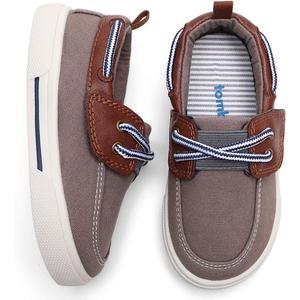 tombik Toddler Boys & Girls Boat Shoes Kids Canvas Sneakers (Toddler/Little Kid) (Brown), 6