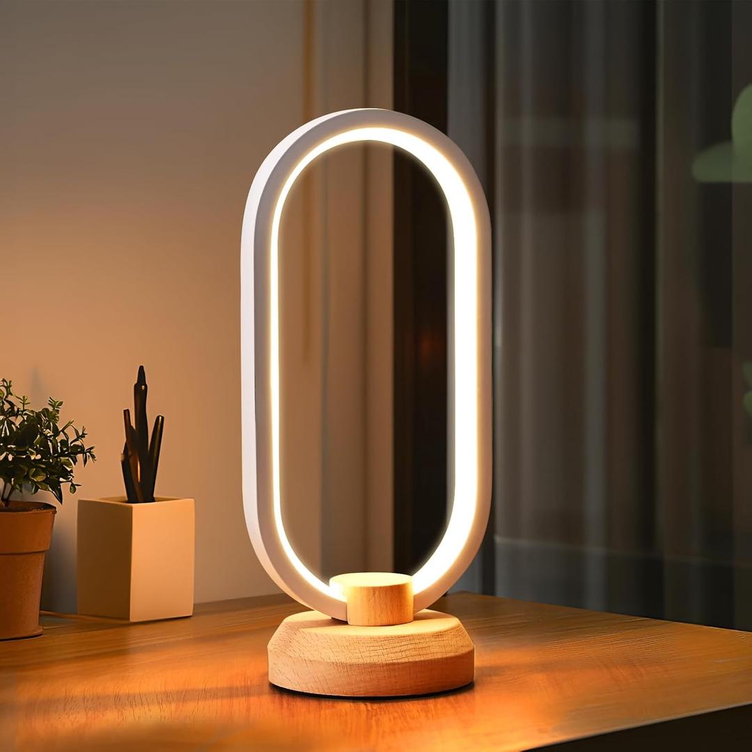 Modern Desk lamp LED Wood Table Lamp, Bedroom Bedside Night Light, Dimmable Led Lighting, Creative Home Decor, Unique House warmging Gift