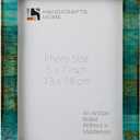 Handicrafts Home vintage Picture Frame & Farmhouse Decor, Handmade Photo Frame for Wall & Tabletop Display, Antique Home Decor, Gallery Wall, Turq & Blue 5x7 Picture Frame, Verdigris, Bone Inlay