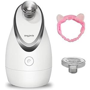 Kingsmile Facial Steamer for Face, 3 in 1 Face Steamer for Facial Deep Cleaning, Compact Nano Steamer - Aromatherapy, Adjustable Nozzle Warm Powerful Steam for Home SPA, Face Humidifier- SPA Headband