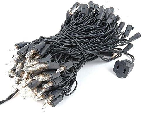 Novelty Lights 50 Feet 100 Bulbs Traditional Incandescent Mini Lights, Clear on Black Wire with 6" Spacing, Commercial Grade and UL Listed for Indoor/Outdoor Use, End-To-End Connectable