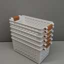 Yesland 6 Pack Plastic Storage Basket, White Organizing Bins Basket with Handles, Sturdy Plastic Closet Baskets Containers for CD, Small Closet Storage in Home Office - 12" x 6" x 5"