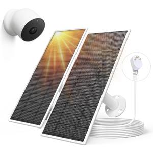 Solar Panel for Google Nest Camera, 5W Solar Power Charger for Nest Camera Outdoor or Indoor(Battery Version), 13.1Ft Fast Charging Cable, IP66 Waterproof, 2 Pack