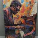 CXHOSTENT Black Jazz Canvas Wall Art Abstract Black Music Painting Prints African American Picture Musical Instruments Artwork for Men Room Decor Framed (Red, 16.00" x 24.00")