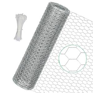 Chicken Wire Fencing, 16 in x 472 in (40cm x 12m) Chicken Wire Mesh Roll, 1 in Mesh Poultry Wire Netting, Anti-Rust Hexagonal Galvanized for Chicken Coop Crafts Garden Fence with 50 Zip Ties