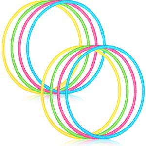 Sratte 8 Pcs Color Hoop Detachable Adjustable Hoop Exercise Ring Plastic Toys for Teens Games Gymnastics Dog Agility Equipment Party Decor, 4 Colors