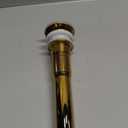 Angle Simple Bathroom Sink Drain Stopper Glossy Deep Gold Color, Brass Pop Up Sink Stopper with Overflow Hole for Sink with 1.61 to 2 Inches Drain Hole