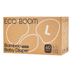 ECO BOOM Diapers, Viscose from Bamboo Diapers, Natural Soft Disposable Nappies for Infant, Size 4 Suitable for 20 to 31lb (Large - 60 Count)