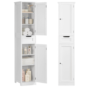 Iwell 66.9" Tall Bathroom Storage Cabinet with 2 Doors & 1 Drawer
Narrow Storage Cabinet with Adjustable Shelves, Floor Cabinet for Bathroom, Living Room, Entryway, Kitchen, White, 15.7" W (Incomplete)