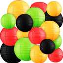 Baquler 24 Pcs Juneteenth Decorations Juneteenth Paper Lantern Decor Black Red Green Yellow Assorted Round Hanging Lanterns for Africa American Independence Celebrate Freedom Party Supplies