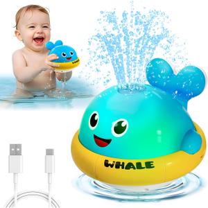 Baby Bath Toys, Light Up Whale Sprinkler Bath Toys for Kids Ages 1-3, Pool Water Toys for Toddlers Bathtub Fountain Toys, Birthday Gifts for 1 2 3 Year Old Boys & Girls