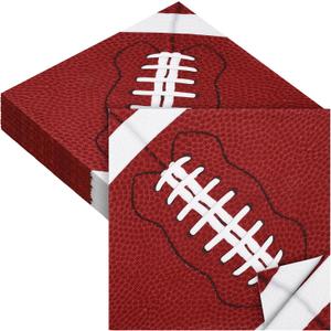 2 x Aodaer 48 Pieces Football Paper Napkins Disposable Football Party Napkins Football Rugby Cocktail Dinner Napkins Set 13" x 13" Unfolded Football Tableware Napkins for Rugby Party Supplies