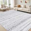 Cotiled 5x8 Area Rug Living Room: Washable Boho Rugs with Non Slip Backing Large Soft Indoor Stain Resistant Carpet for Bedroom Farmhouse Dining Room Lightweight Home Decor Grey