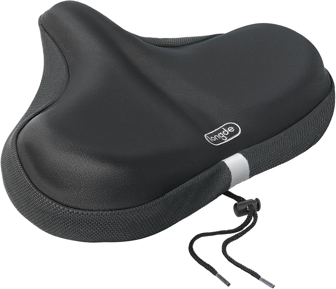 Wide Bike Seat Cover 13.5 x 10.5 Gel Padded Bicycle Cushion for YLG Saddle Anti-Slip, Medium Firm Support for Indoor & Outdoor Riding