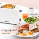 Elite Gourmet ECT-1027 Cool Touch Toaster, 7 Toast Settings Cancel Functions, Slide Out Crumb Tray, Extra Wide 1.5" Slots for Bagels Waffles Specialty Breads, Puff Pastry, Snacks, White