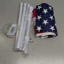Flag Pole with American Flag - Tangle Free Flag Poles for Outside House with 3x5 Embroidered US Flags,Flagpole Holder Bracket - 5ft Heavy Duty Outdoor Flag Pole Kit for Porch - White