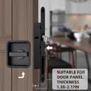 Pocket Door Lock Hardware Set - Privacy Handle with Hidden Pull & Recessed Latch, Fit for 1.77" to 2" The Thick of Wooden Doors (Square Black)