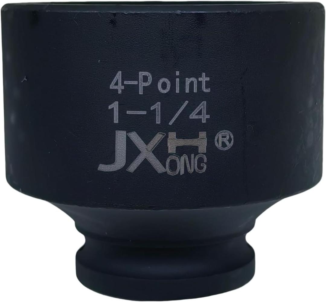 1/2" Drive 1-1/4" 4-Point Square Impact Socket, Heat Treated Cr-Mo Alloy Steel
