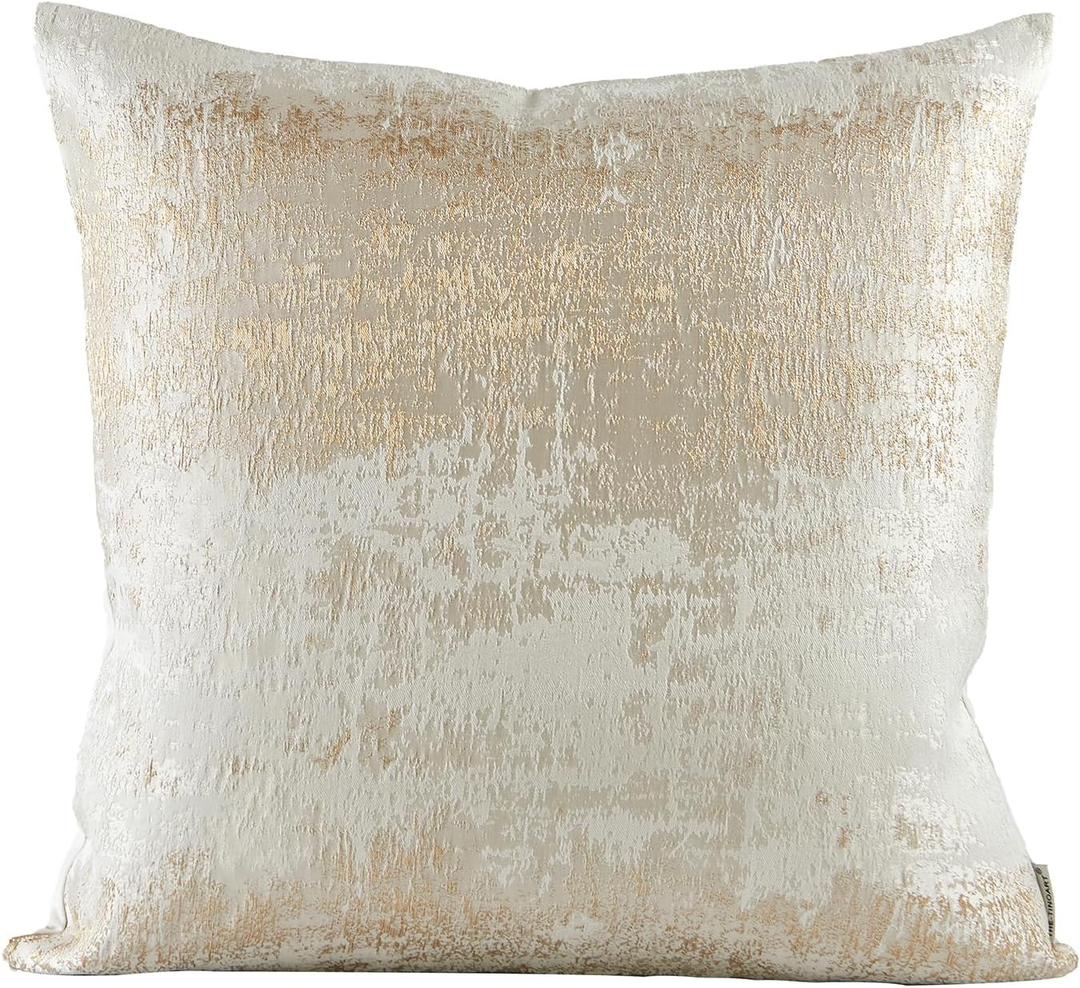 THE-TINOART Cream Throw Pillow Covers Gold Splashed Cushion Cases Accent Decorative Pillows for Sofa Couch Chair Bed 24x24inch 1Piece (24" x 24" (Pack of 1), Beige Gold)