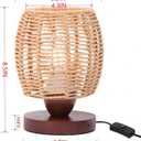 Rattan Table Lamp,Boho Small Beside Lamp,Farmhouse Table Lamp for Room Decor,Vintage Wicker Wooden Nightstand Bamboo Woven End Table Lamps for Bedroom Living Room Desk Kids Room,LED Bulb Included