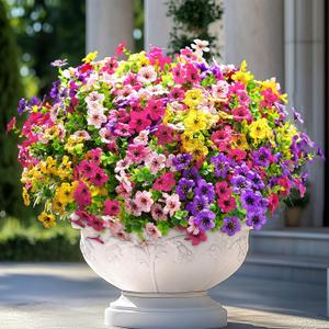 Elyum Artificial Flowers for Outdoors, 36 Bundles Mixed Colors Fake Outdoor Flowers for Decoration, UV Resistant Realistic Artificial Flowers Plants for Outside Planters Garden Porch Patio Decor