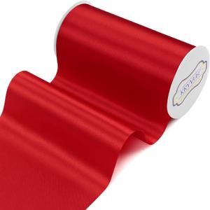 Red Satin Ribbon, 6" x 22 Yards Wide Red Ribbon, Solid Large Ribbons for Cutting Ceremony, Grand Opening, Wedding Chair Sash, Car Decor, Gift Wrapping, Party Decoration
