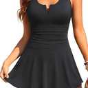 Yonique Swim Dress for Women Tummy Control - V Wired One Piece Swimsuit with Skirt Modest Bathing Suits Skirt 2026 (Black, XL)