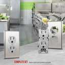 ENERLITES Elite Series Duplex Receptacle with Stainless Steel Metal Wall Plate, Tamper-Resistant Outlet, Commercial Grade, 15A 125V, UL Listed, 61580-TR-SV77PC, Silver with Polished Chrome Wall Plate